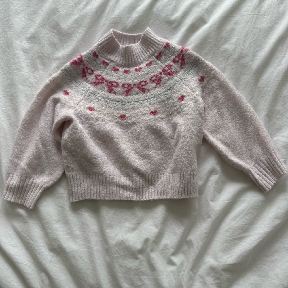 Toddler Pink Patterned Mock Neck Sweater